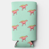 青いピンクの恐竜 スリム缶クーラー (正面)