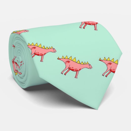 青いピンクの恐竜 ネクタイ (ロール)