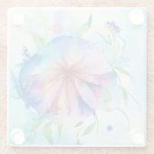 青いピンクの渦巻き、水色 ガラスコースター (裏面)