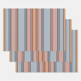 青いピンクの灰色の色のブロックの垂直ストライプ色 ラッピングペーパーシート