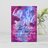 青いピンクの煙のジェンダー表示パーティー 招待状 (スタンド正面)