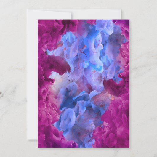 青いピンクの煙のジェンダー表示パーティー 招待状 (裏面)