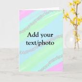 青いピンクの緑のグリッター輝きパステル名前を追加する カード (黄色い花)