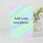青いピンクの緑のグリッター輝きパステル名前を追加 招待状 (スタンド正面)