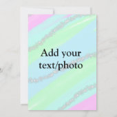 青いピンクの緑のグリッター輝きパステル名前を追加 招待状 (裏面)