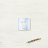 青いピンクの花々注を投稿 ポストイット (デスク上)