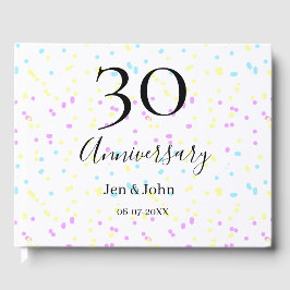 青いピンクの黄色の水玉模様 30周年 ネーム ゲストブック