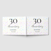 青いピンクの黄色の水玉模様 30周年 ネーム ゲストブック (全面)