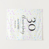 青いピンクの黄色の水玉模様 30周年 ネーム タペストリー (正面(横))