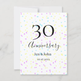 青いピンクの黄色の水玉模様 30周年 ネーム ポストカード