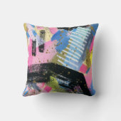 青いピンクの黒いスパンコールのグリッターの投球のクッション クッション (裏面)