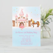 青いピンクプリンセス城馬の誕生日パーティー 招待状 (スタンド正面)