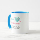 青いピンク愛仕事の夫-コーヒー茶 マグカップ (正面左)