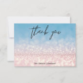 青いピンク色のグリッター感謝していメッセージ挿入 (正面)
