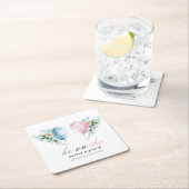 青いピンク色のバルーン性別の表示パーティー スクエアペーパーコースター (インサイチュ)