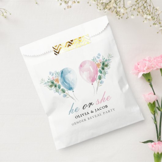 青いピンク色のバルーン性別の表示パーティー フェイバーバッグ (封をした状態)