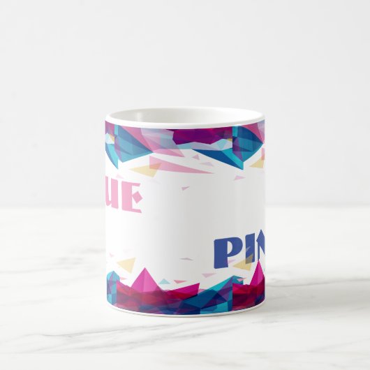 青いピンク色の視覚図形 コーヒーマグカップ (中央)