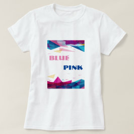 青いピンク色の視覚図形 Tシャツ