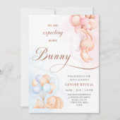 青いピンク色の風船を持つウサギの性別が明らかになる 招待状 (正面)