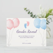 青いピンク色の風船ジェンダー表示パーティー 招待状 (スタンド正面)