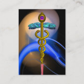 青いピンク色の黄色のフラクタル渦巻きの金ゴールド 名刺 (裏面)