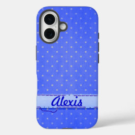 青いピンドット iPhone 16ケース