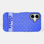 青いピンドット iPhone 16ケース (裏面横)