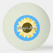 青いピンポンボールにヒマワリ 卓球ボール (裏面)