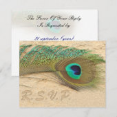 青いピーコックrsvpカード 出欠カード (正面/裏面)