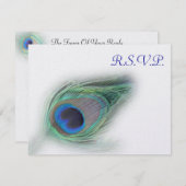 青いピーコックrsvpカード 出欠カード (正面/裏面)