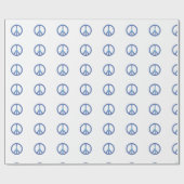 青いピースサインの包装紙 ラッピングペーパー (フラット)