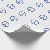 青いピースサインの包装紙 ラッピングペーパー (角)