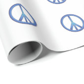 青いピースサインの包装紙 ラッピングペーパー (ロールコーナー)