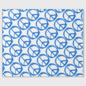 青いピースサインの記号 ラッピングペーパー (フラット)