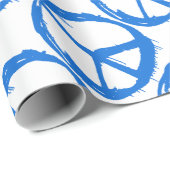 青いピースサインの記号 ラッピングペーパー (ロールコーナー)