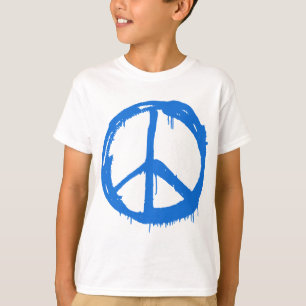青いピースサインの記号 Tシャツ