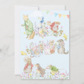 青いピーターうさぎの1歳の誕生日パレード サンキューカード (裏面)