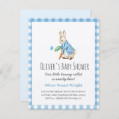 青いピーターうさぎ赤ちゃんシャワーかわいい 招待状 (正面/裏面)