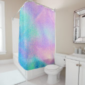 青いピ実在ンクの緑色のホログラフィックテクスチャ シャワーカーテン (インサイチュ)