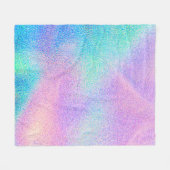 青いピ実在ンクの緑色のホログラフィックテクスチャ フリースブランケット (正面(横))