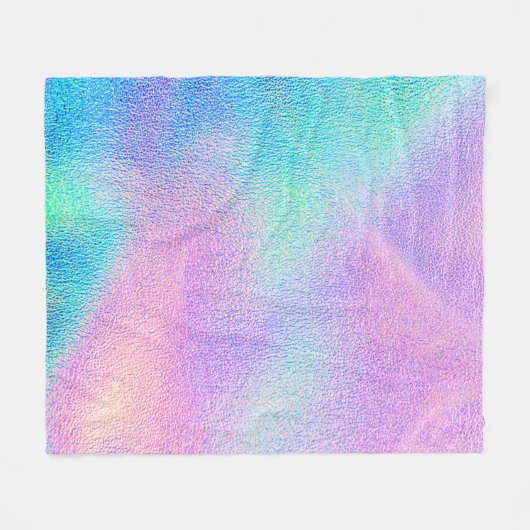 青いピ実在ンクの緑色のホログラフィックテクスチャ フリースブランケット (正面(横))