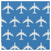 青いファブリック上の白KC-135給油ジェット機 ファブリック (クローズアップ)