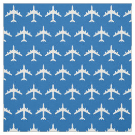 青いファブリック上の白KC-135給油ジェット機 ファブリック