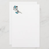 青いファンを持つ東洋の女性 便箋 (正面/裏面)