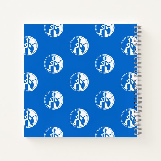 青いファンキーグラフィックでダンサーの白カスタム色 ノートブック (裏面)