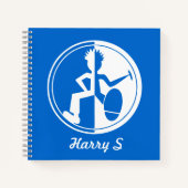 青いファンキーグラフィックでダンサーの白カスタム色 ノートブック (正面)