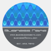 青いファンキー溝深いジグザグ波シェブロンパターン ラウンドシール (正面)