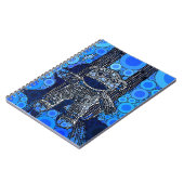 青いファンキー靴下のモンキーサークルのバブルポップ・アートのアート ノートブック (左側)