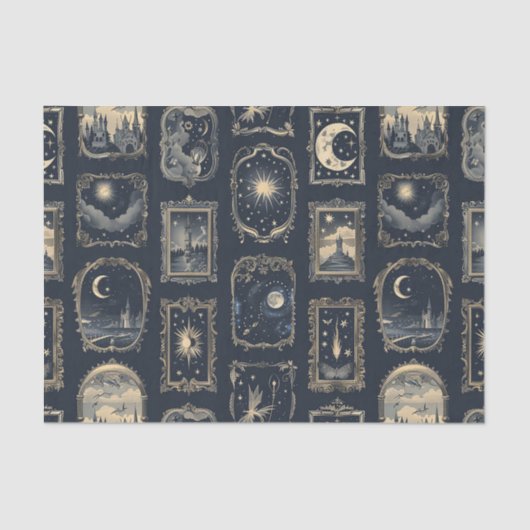 青いファンシー背景に囲まれた天体写真 薄葉紙 (正面)