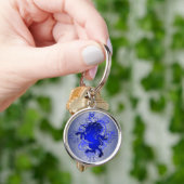 青いファンタジーの都市ユニコーンKeychain キーホルダー (手)